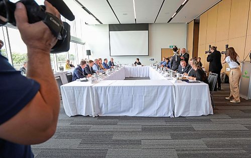 RUTH BONNEVILLE / WINNIPEG FREE PRESS

Local -  Premiers and Indigenous leaders at The Leaf


Photo of Manitoba Premier Heather Stefanson sitting a boardroom table with Premiers as they get read for meeting at The Leaf at Assiniboine Park Monday,.

Story:  Premier is hosting premiers and Indigenous leaders for a meeting at The Leaf at Assiniboine Park Monday.This is of several meetings being held over a three-day conference in Winnipeg.


July 10th,  2023
