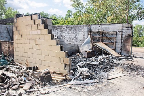 Mike Thiessen / Winnipeg Free Press 
The building containing the entrance office and snack bar at Fun Mountain Water Slide Park burned down Saturday night. 230710 &#x2013; Monday, July 10, 2023