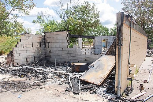 Mike Thiessen / Winnipeg Free Press 
The building containing the entrance office and snack bar at Fun Mountain Water Slide Park burned down Saturday night. 230710 &#x2013; Monday, July 10, 2023