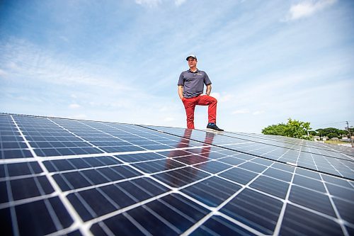 MIKAELA MACKENZIE / WINNIPEG FREE PRESS

Daniel Hartley, owner of PowerTec Electric Inc, at his solar and electric business on Tuesday, July 11, 2023.  They recently completed a solar project in St. Theresa Point First Nation that will power two schools there and save the band about $50,000 per year. For &#x2014; story.
Winnipeg Free Press 2023.