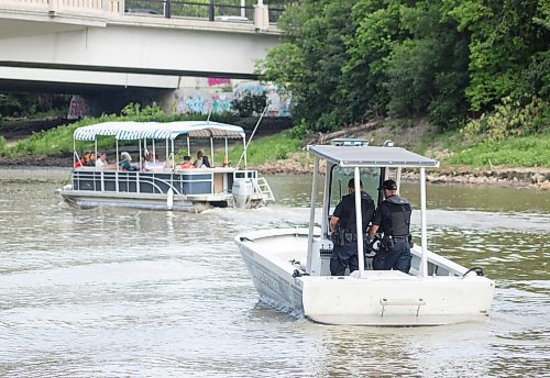 Mike Thiessen / Winnipeg Free Press 
The Winnipeg Police Service River Patrol was called to an incident on a Forks River Boat Tour boat just south of the Forks on Tuesday afternoon. 230711 &#x2013; Tuesday, July 11, 2023