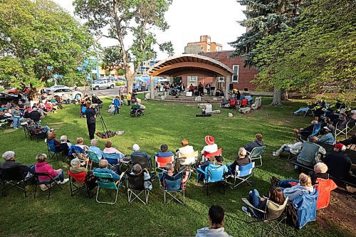 11072023
Brandonites take advantage of a beautiful Tuesday evening to listen to Hearts Desire perform at Princess Park as part of the Music in the Park summer music series. 
(Tim Smith/The Brandon Sun)