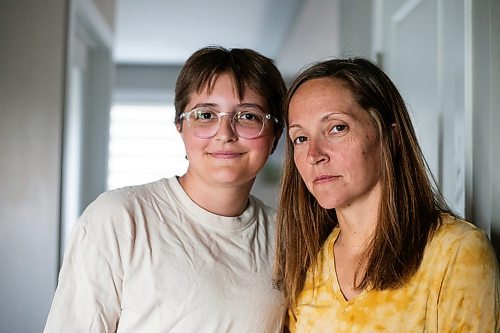 MIKAELA MACKENZIE / WINNIPEG FREE PRESS

Jill Chapman and her son, Adam Donaghy, at their home on Thursday, July 13, 2023. Adam Donaghy is a transgender high schooler who has been on the waiting list for HSC&#x2019;s Gender Dysphoria Assessment and Action for Youth Centre (GDAAY) program for nearly three years.  For Eva/Katie story.
Winnipeg Free Press 2023.