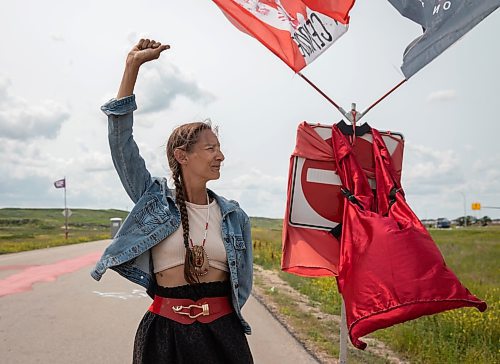 JESSICA LEE / WINNIPEG FREE PRESS

Diane Bousquet poses for a photo at the Brady Landfill blockade July 13, 2023. 

Reporter: Tyler Searle /Chris Kitching