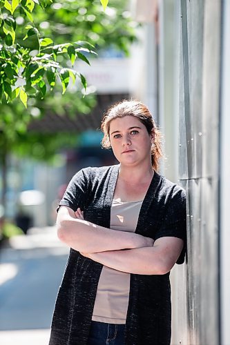 MIKAELA MACKENZIE / WINNIPEG FREE PRESS

Cara Ginter, president of It Shouldn't Be Risky (ISBR), on Graham Avenue on Friday, July 7, 2023.  ISBR is a new non-profit organization dedicated to combatting violence against women. The program is based on self-defense training that will equip women with the knowledge, skills, and confidence necessary to navigate their surroundings safely and protect themselves from potential threats. For Tessa Adamski story.
Winnipeg Free Press 2023.