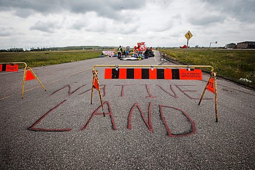 JOHN WOODS / WINNIPEG FREE PRESS
People still block a road to the city&#x573; Brady Road landfill despite a court injunction to vacate the area in Winnipeg, Sunday, July 16, 2023. The group is protesting the province&#x573; refusal to pay for a search a landfill.

Reporter: macintosh