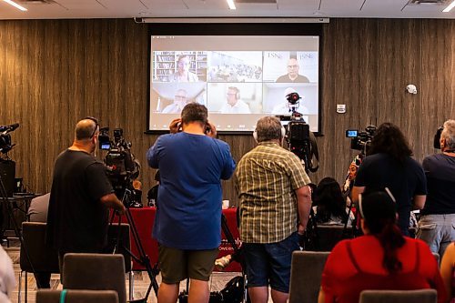 MIKAELA MACKENZIE / WINNIPEG FREE PRESS

Virtual attendees speak at a press conference (held in response to the Stefanson government&#x573; refusal to search the landfills) on Monday, July 17, 2023. For Chris Kitching story.
Winnipeg Free Press 2023.