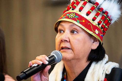 MIKAELA MACKENZIE / WINNIPEG FREE PRESS

AMC grand chief Cathy Merrick speaks at a press conference (held in response to the Stefanson government&#x573; refusal to search the landfills) on Monday, July 17, 2023. For Chris Kitching story.
Winnipeg Free Press 2023.