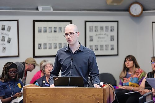 Resident James Epp expressed several concerns with the city’s new community standards bylaws in a presentation to Brandon City Council on Monday. Despite Epp’s concerns, city council approved the bylaw by a margin of 9-1. (Colin Slark/The Brandon Sun)