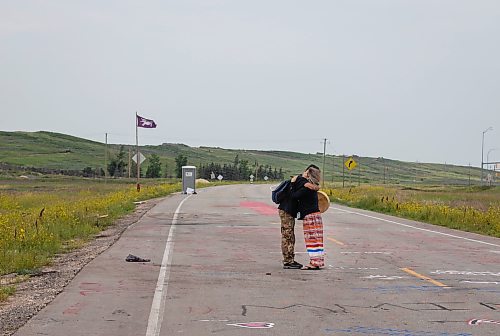 JESSICA LEE / WINNIPEG FREE PRESS

Protestors hug July 18, 2023 after the removal of the blockade at Brady Landfill earlier that morning.

Reporter: Chris Kitching