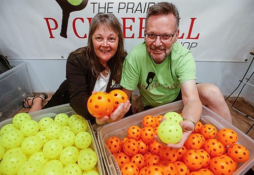 JOHN WOODS / WINNIPEG FREE PRESS
Gloria and Don Kropla, owners of The Prairie Pickleball Shop, were keen participants before deciding to get into the retail game.
