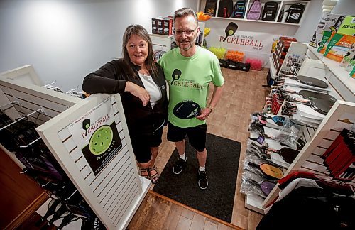 JOHN WOODS / WINNIPEG FREE PRESS
Gloria and Don Kropla are avid pickleball enthusiasts, but have found their playing time has dwindled a bit since opening the shop. 