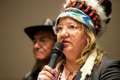 MIKAELA MACKENZIE / WINNIPEG FREE PRESS

Assembly of First Nations regional chief Cindy Woodhouse speaks at a press conference at the Canadian Museum for Human Rights on Wednesday, July 19, 2023. For Tyler story.
Winnipeg Free Press 2023.