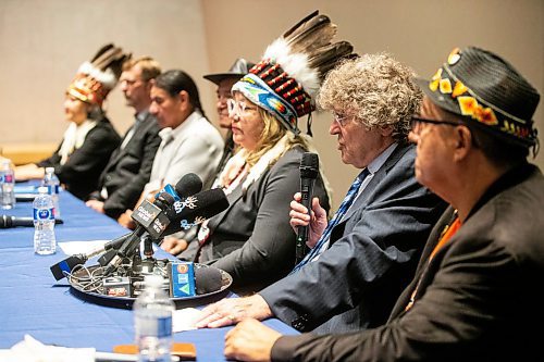 MIKAELA MACKENZIE / WINNIPEG FREE PRESS

Innocence Canada lawyer James Lockyer speaks at a press conference at the Canadian Museum for Human Rights on Wednesday, July 19, 2023. For Tyler story.
Winnipeg Free Press 2023.