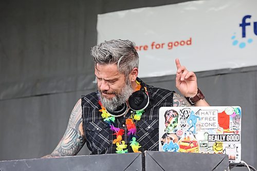 DJ Red lays down some sick beats at Rideau Park to officially kick off the inaugural Salamander Summer Music Festival on Friday evening. The event is scheduled to run all weekend and feature over a dozen other Manitoba artists. (Kyle Darbyson/The Brandon Sun)