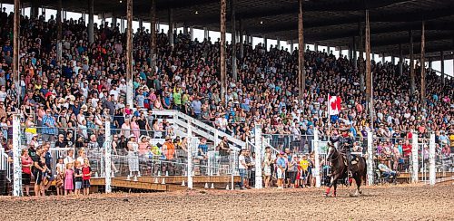 MIKAELA MACKENZIE / WINNIPEG FREE PRESS

The rodeo kicks off with jam-packed stands at the Manitoba Stampede in Morris on Saturday, July 22, 2023. For Tyler story.
Winnipeg Free Press 2023