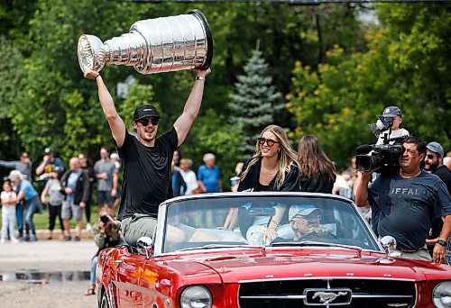 JOHN WOODS / WINNIPEG FREE PRESS
Brett Howden of the Stanley Cup winning Vegas Golden Knights, and wife Meike, bring the cup back to his home community of Oakbank, Sunday, July 23, 2023. 

Reporter: ?