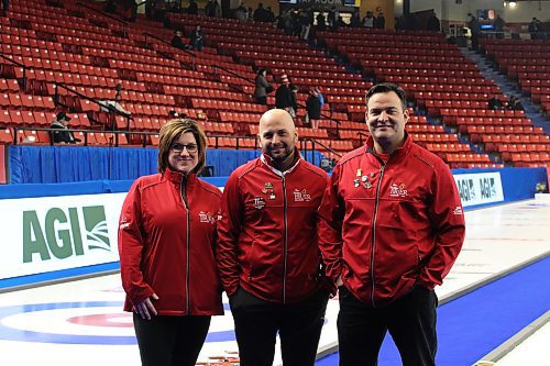 Brandon Sun Jackie Nichol, Ryan Shields and Nate Andrews co-chaired the 2019 Tim Hortons Brier in Brandon. (Chris Jaster/The Brandon Sun)