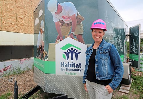 Bonnie Mills, community engagement manager with Habitat for Humanity, poses for a photo at the Women Build construction site on Tuesday. (Photos by Michele McDougall/The Brandon Sun)