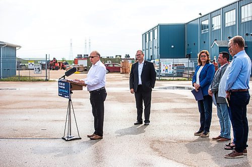 MIKAELA MACKENZIE / WINNIPEG FREE PRESS

Daymon Guillas, president of the Potash and Agri Development Corporation of Manitoba, speaks at a Critical Minerals Strategy announcement at Sandvik Mining on Tuesday, July 25, 2023. For Martin Cash story.
Winnipeg Free Press 2023