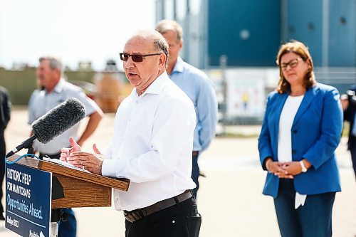 MIKAELA MACKENZIE / WINNIPEG FREE PRESS

Daymon Guillas, president of the Potash and Agri Development Corporation of Manitoba, speaks at a Critical Minerals Strategy announcement at Sandvik Mining on Tuesday, July 25, 2023. For Martin Cash story.
Winnipeg Free Press 2023