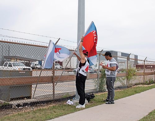 Mike Thiessen / Winnipeg Free Press
Manitoba Liquor and Lotteries employees continue to strike outside the MLLC distribution centre. For Malak Abas. 230725 &#x2013; Tuesday, July 25, 2023