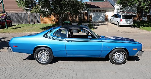 Brandon's Grant Gillis's 1976 Dodge Dart Sport two-door coupe sits in a west-end neighbourhood on Thursday. (Michele McDougall/The Brandon Sun)