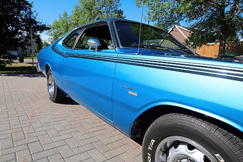 The nameplate on Grant Gillis's 1976 Dodge Dart Sport two-door coupe in a west-end neighbourhood in Brandon on Thursday. (Michele McDougall/The Brandon Sun)
