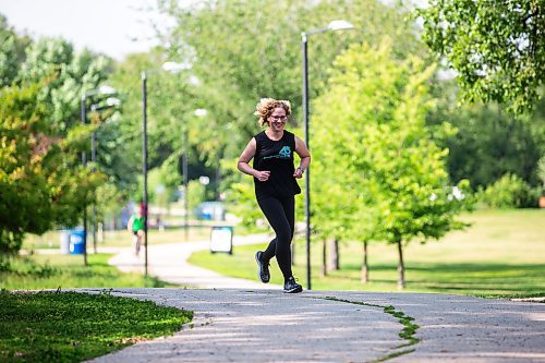 MIKAELA MACKENZIE / WINNIPEG FREE PRESS

Stacey Bazak, who has come to love running while also losing 100 pounds, at Assiniboine Park on Wednesday, July 26, 2023. For Sabrina Carnevale story.
Winnipeg Free Press 2023