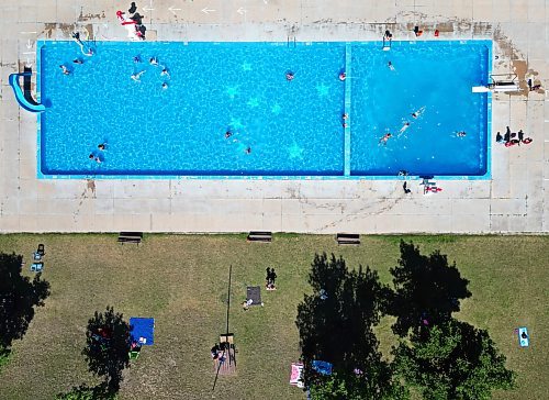 27072023
Brandonites beat the heat and keep cool swimming at the Kinsmen Centennial Pool at Rideau Park on a hot Thursday.  (Tim Smith/The Brandon Sun)