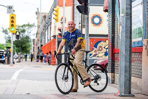 MIKAELA MACKENZIE / WINNIPEG FREE PRESS

Kerry LeBlanc, who is leading the third annual Bridge to Nowhere Bike, downtown on Friday, July 28, 2023. For philanthropy story.
Winnipeg Free Press 2023