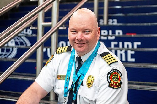 MIKAELA MACKENZIE / WINNIPEG FREE PRESS

Jay Shaw, a firefighter competing in the stairclimbing competition at the WPFG, at the RBC Convention Centre on Friday, July 28, 2023. For Taylor story.
Winnipeg Free Press 2023