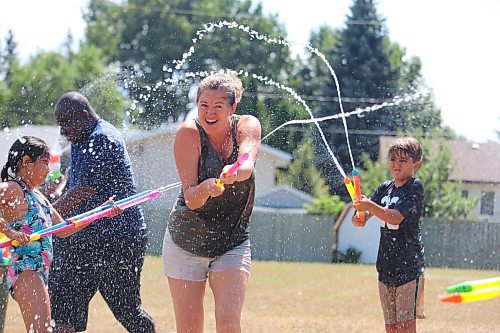 Battle lines are drawn during the second “Brandon’s Biggest Water Fight” event, which took place Sunday afternoon at Bethel Christian Assembly. (Kyle Darbyson/The Brandon Sun)