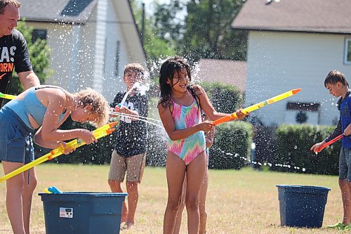 Battle lines are drawn during the second “Brandon’s Biggest Water Fight” event, which took place Sunday afternoon at Bethel Christian Assembly. (Kyle Darbyson/The Brandon Sun)