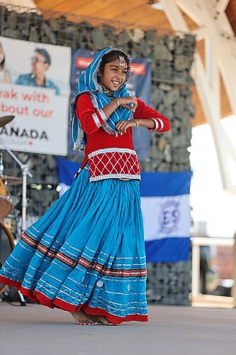 Mehar Kaur performs at the Fusion Credit Union Stage during the morning portion of Saturday's Summer Multicultural Celebration in Brandon. This all-day event also featured representatives from Westman's Ukrainian, Mexican, Jamaican, Irish, Filipino, Indian, Scottish and Métis communities. (Photos by Kyle Darbyson/The Brandon Sun)