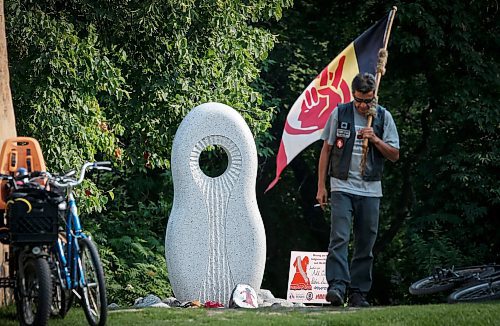 JOHN WOODS / WINNIPEG FREE PRESS
MMIWG monument photographed as people attend a Search The Landfill rally at the Forks in Winnipeg, Sunday, July 30, 2023. 

Reporter: kitching