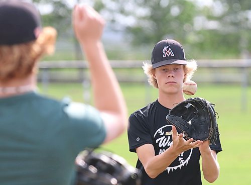 Aiden McGorman joined the Brandon Marlins this season with three other Midwest players when they didn't have enough people to form a U15 AAA team this season. (Perry Bergson/The Brandon Sun)
Aug. 1, 2023