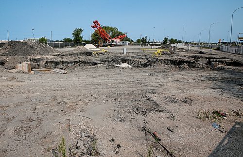 JOHN WOODS / WINNIPEG FREE PRESS
Site of the former Pembina Hotel in Winnipeg, Sunday, July 30, 2023. Foundations are being laid for a new development.

Reporter: frey-sam