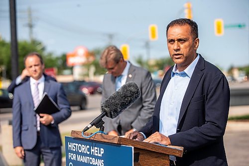 MIKAELA MACKENZIE / WINNIPEG FREE PRESS

Amit Kapoor, McDonald&#x573; franchise owner and operator, speaks at an electric vehicle charging infrastructure investment announcement at McDonald&#x573; on Monday, July 31, 2023. For Malak Abas story.
Winnipeg Free Press 2023