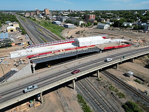 31072023
Work on replacing the Daly Overpass in Brandon continues on Monday. The project began in 2022 and is expected to be completed in 2024.   (Tim Smith/The Brandon Sun)