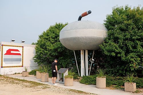 MIKE DEAL / WINNIPEG FREE PRESS
The world&#x2019;s largest curling rock built in 2005 beside the Arborg Curling Club in Arborg, MB.
230731 - Monday, July 31, 2023.