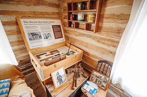 MIKE DEAL / WINNIPEG FREE PRESS
Emma Sigvaldason conducts a tour, stopping at the Vigfusson House in the Arborg &amp; District Multicultural Heritage Village in Arborg, MB.
230731 - Monday, July 31, 2023.