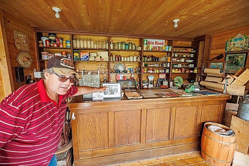 MIKE DEAL / WINNIPEG FREE PRESS
Longtime volunteer, Joe Stoyanowski in the General Store which he designed based on elements from former general stores in the area in the Arborg &amp; District Multicultural Heritage Village in Arborg, MB.
230731 - Monday, July 31, 2023.