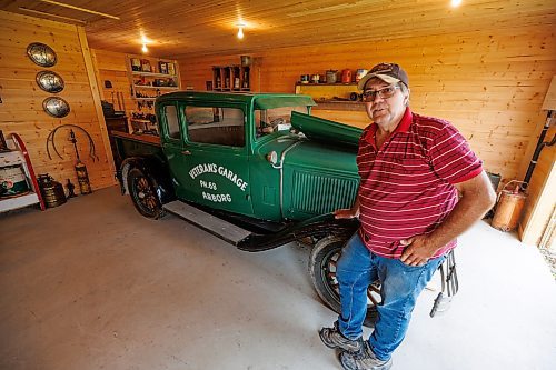 MIKE DEAL / WINNIPEG FREE PRESS
Longtime volunteer, Joe Stoyanowski in the garage at the back of the General Store which he designed based on elements from former general stores in the area. It houses many of his fathers items including his dads truck. The Arborg &amp; District Multicultural Heritage Village in Arborg, MB.
230731 - Monday, July 31, 2023.