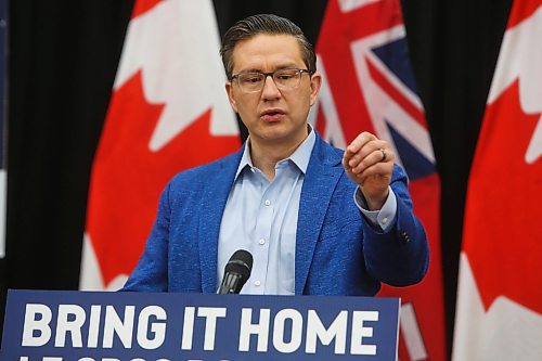 MIKE DEAL / WINNIPEG FREE PRESS
Pierre Poilievre, Leader of the Conservative Party of Canada and the Official Opposition, during a press conference at the Victoria Inn Friday morning. 
230602 - Friday, June 2, 2023