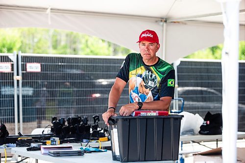 MIKAELA MACKENZIE / WINNIPEG FREE PRESS

Darrell Hees poses for a photo at the cycling headquarters at the World Police and Fire Games in Bird&#x2019;s Hill Park on Wednesday, Aug. 2, 2023. For Josh story.
Winnipeg Free Press 2023