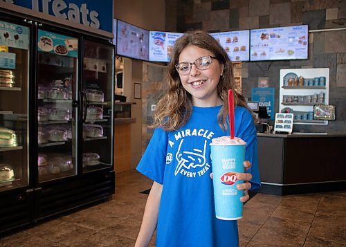 Mike Thiessen / Winnipeg Free Press 
Keira Davlut, 12, is this year&#x2019;s national patient ambassador for Dairy Queen&#x2019;s Miracle Treat Day (Thursday, August 10th). All net proceeds from Blizzard purchases across the country will be donated to local children&#x2019;s hospital foundations to support children like Keira, who has craniosynostosis. For Tessa Adamski. 230802 &#x2013; Wednesday, August 2, 2023