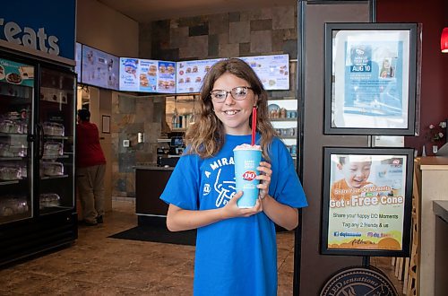 Mike Thiessen / Winnipeg Free Press 
Keira Davlut, 12, is this year&#x2019;s national patient ambassador for Dairy Queen&#x2019;s Miracle Treat Day (Thursday, August 10th). All net proceeds from Blizzard purchases across the country will be donated to local children&#x2019;s hospital foundations to support children like Keira, who has craniosynostosis. For Tessa Adamski. 230802 &#x2013; Wednesday, August 2, 2023
