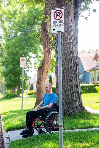 MIKAELA MACKENZIE / WINNIPEG FREE PRESS

Mitch Krohn, a Transit Plus rider, in front of his house where he waits (often for hours) on Wednesday, Aug. 2, 2023. For Joyanne story.
Winnipeg Free Press 2023