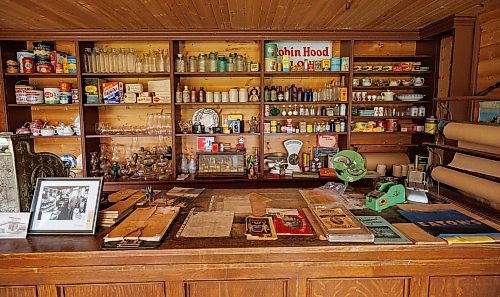 MIKE DEAL / WINNIPEG FREE PRESS
Longtime volunteer, Joe Stoyanowski in the General Store which he designed based on elements from former general stores in the area in the Arborg &amp; District Multicultural Heritage Village in Arborg, MB.
230731 - Monday, July 31, 2023.